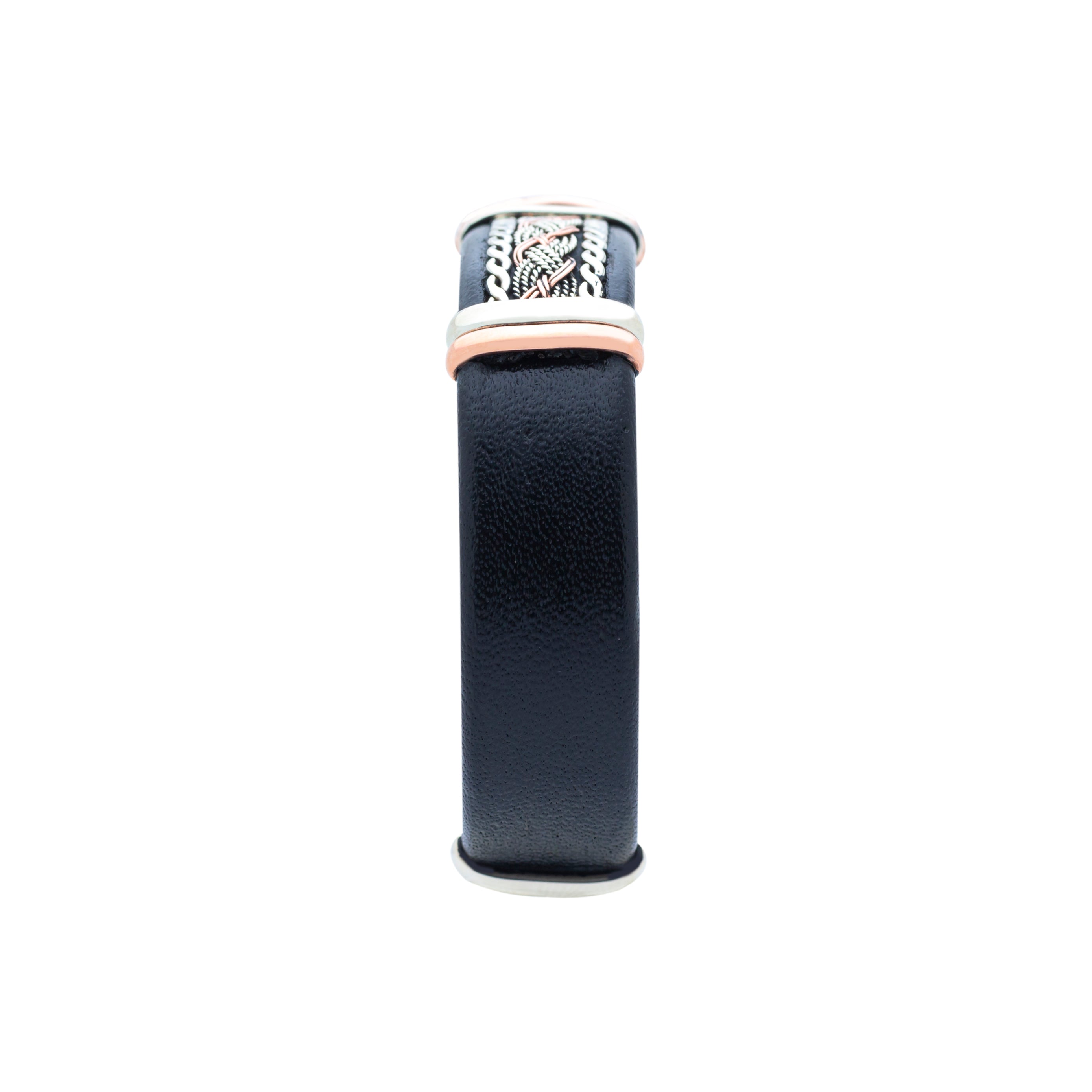 Men's Leather Bracelet BR.ULB.0208 - Handcrafted by HPSilver, LLC.