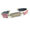 Bracelets Unique Leather Bracelet - HPSilver, Black & Burgundy with Copper, Adjustable Cuff - 1306