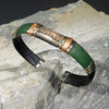 Bracelets Unique Leather Bracelet - HPSilver, Black & Green with Copper, Adjustable Cuff - 1307
