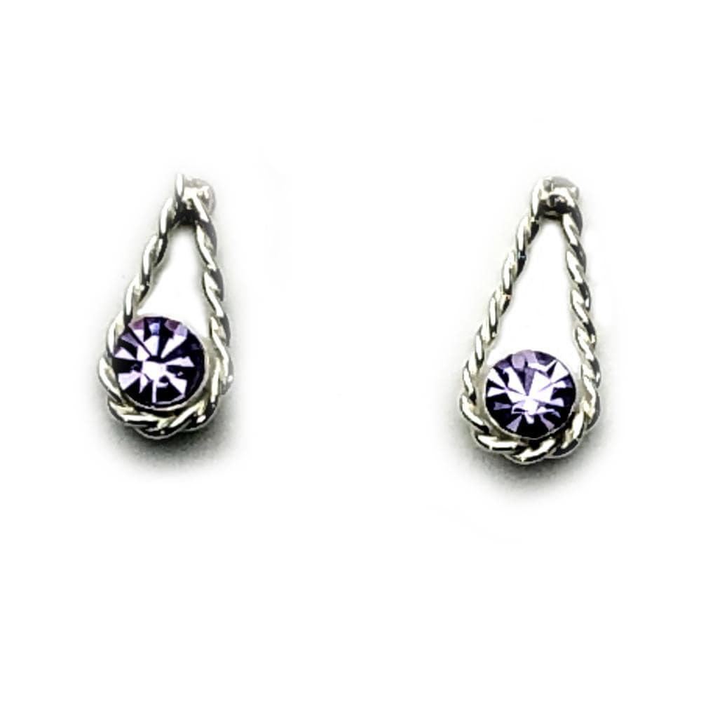 Earrings Sterling Silver Earrings - HPSilver, Sterling Silver with Pink Rhinestone Stud Earrings ER.EMA.1501