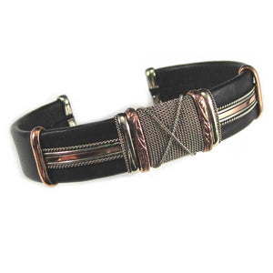 Large Black Leather Bracelets