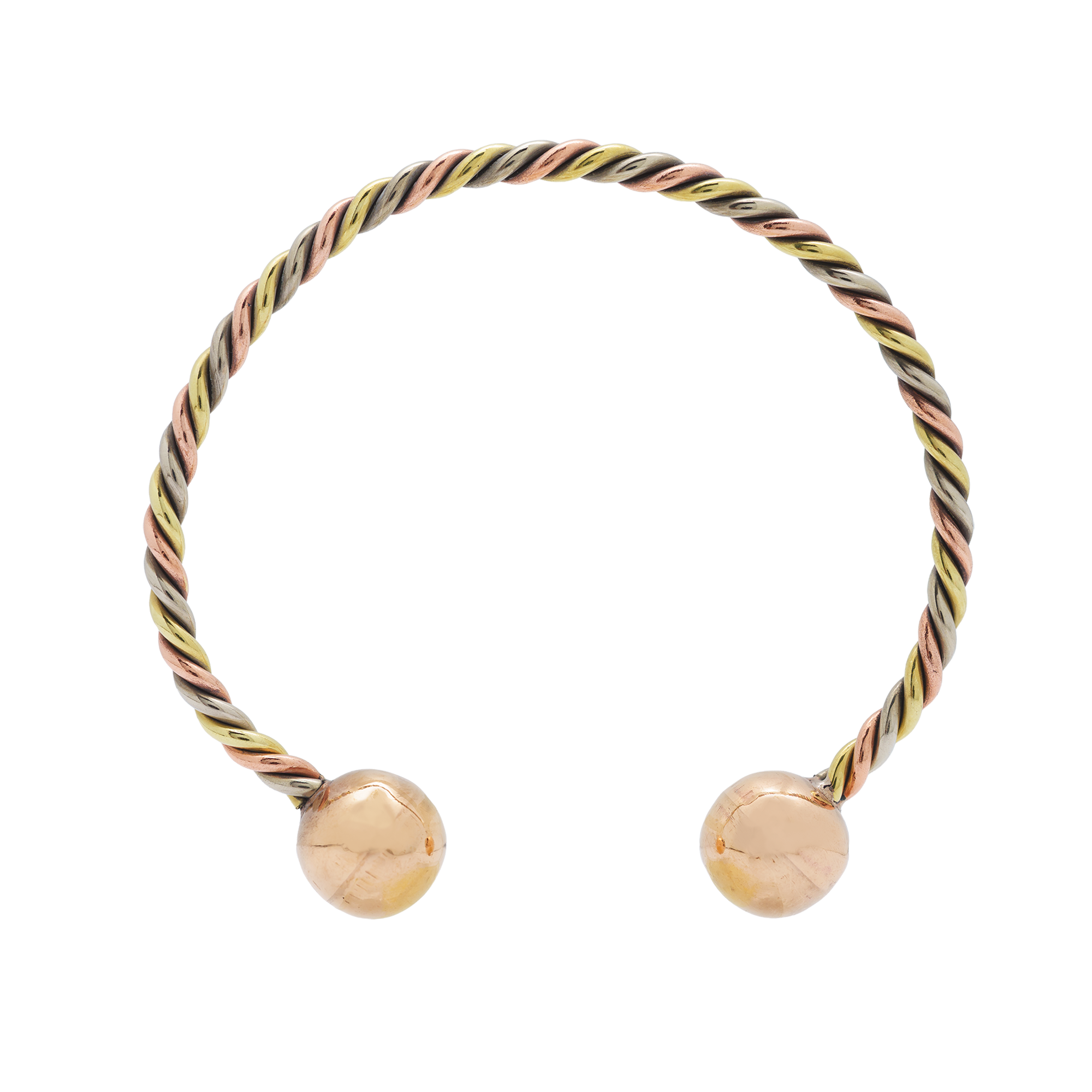 Tri-Tone Copper Cuff Bracelet w/ Copper Balls 4020