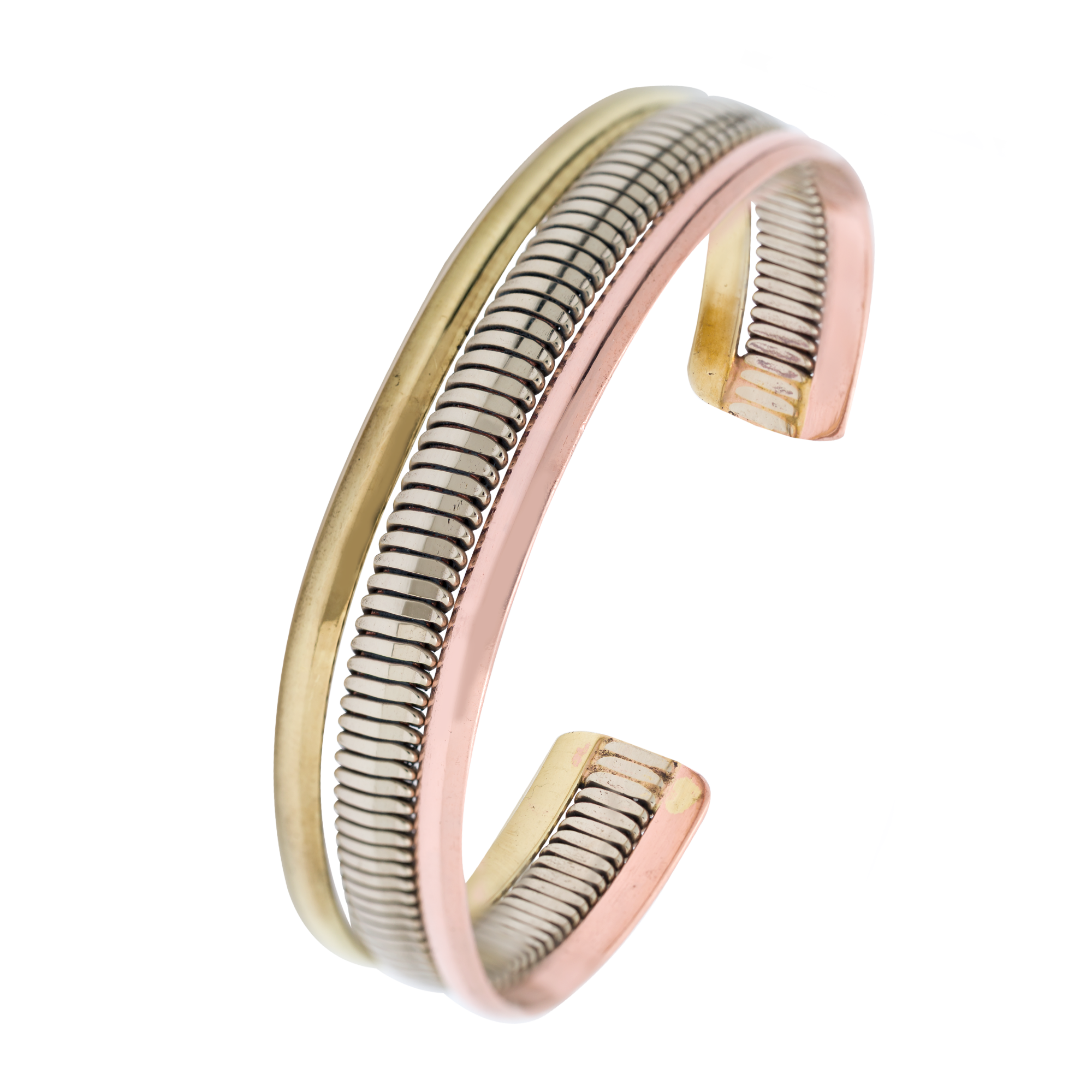 Tri-Tone Copper Cuff Bracelet w/ Copper Balls 4030