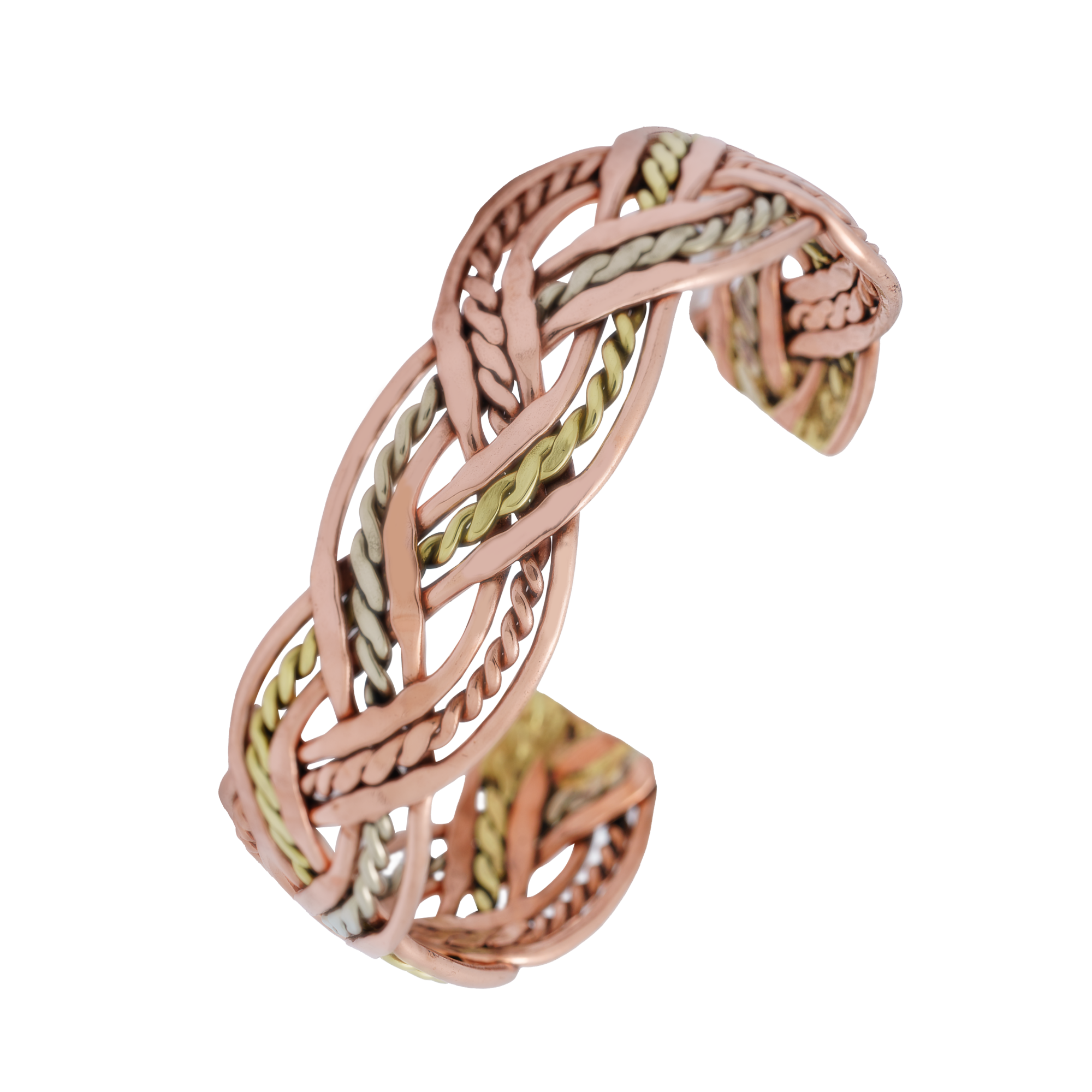 Tri-Tone Copper Cuff Bracelet w/ Copper Balls 4040