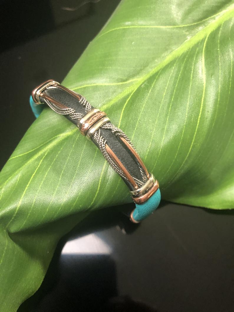 BR.ULB.0701 - Unique Leather Bracelet, Turquoise