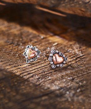 Sterling Silver and Copper Heart Post Earrings