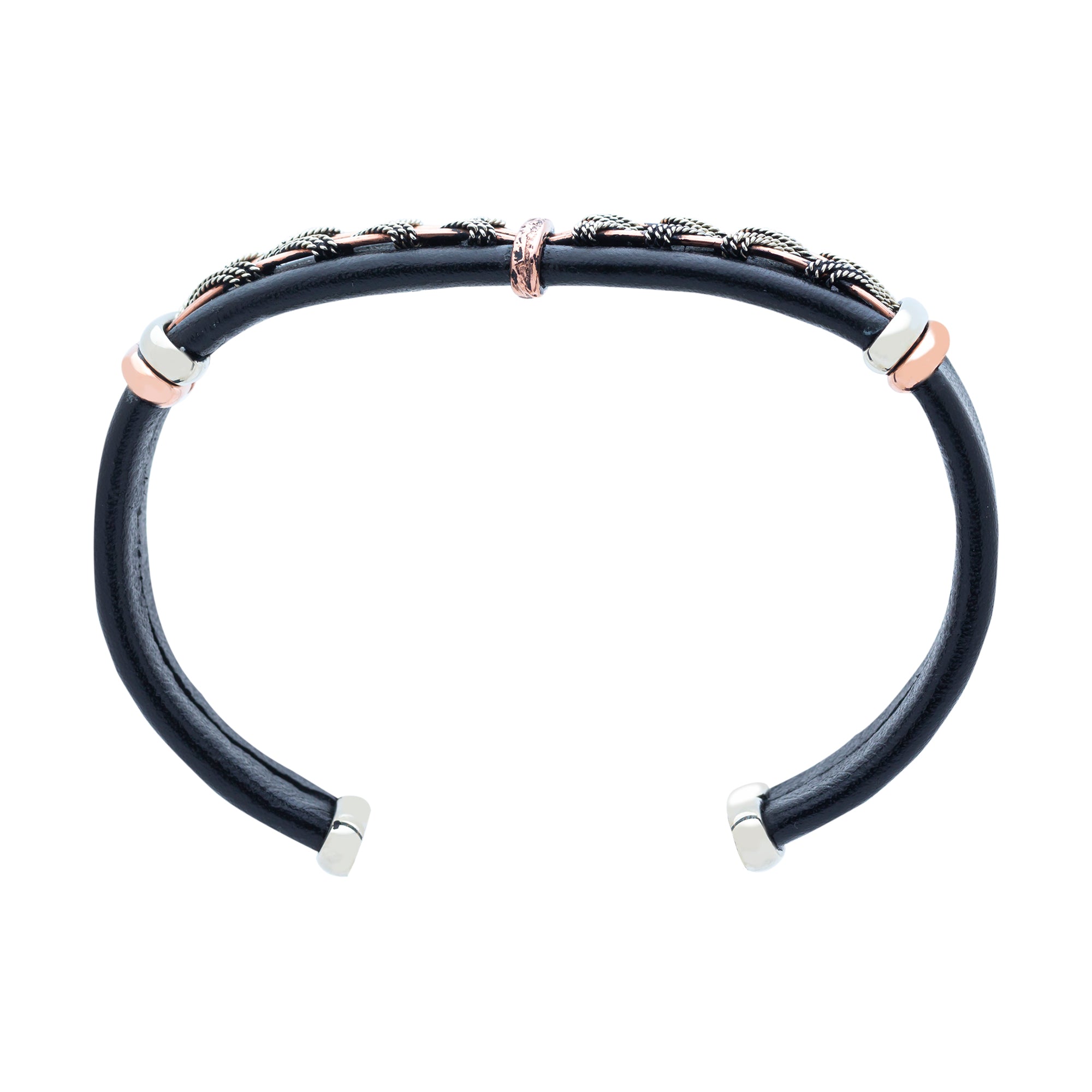 Men's Leather Bracelet BR.ULB.0203 - Handcrafted by HPSilver, LLC.