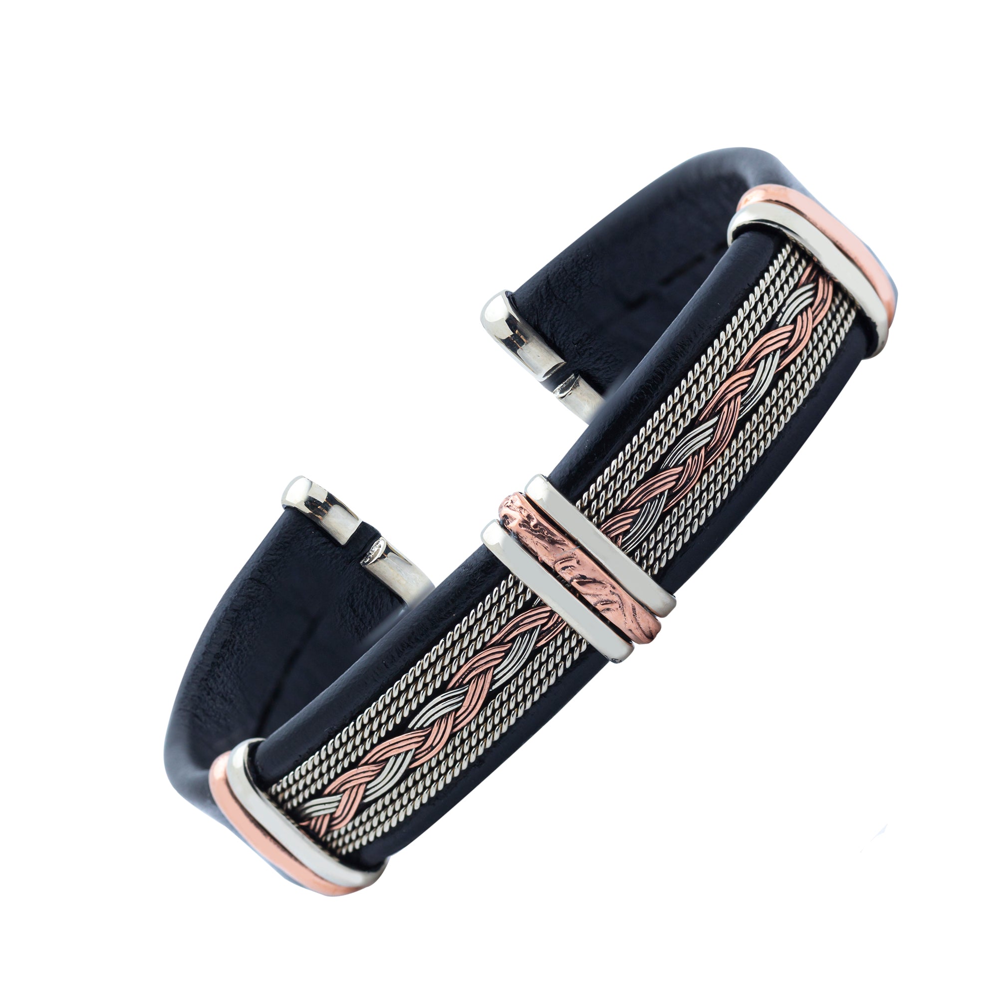 Men's Leather Bracelet BR.ULB.0205 - Handcrafted by HPSilver, LLC.