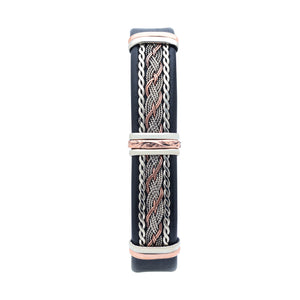 Men's Leather Bracelet BR.ULB.0208 - Handcrafted by HPSilver, LLC.