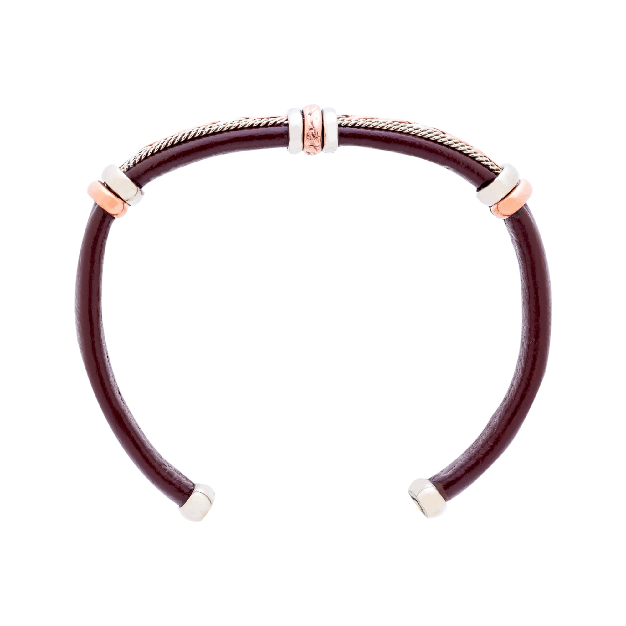 Leather Bracelet BR.ULB.0305 - Brown Leather Cuff Bracelet -Handcrafted by HPSilver, LLC.