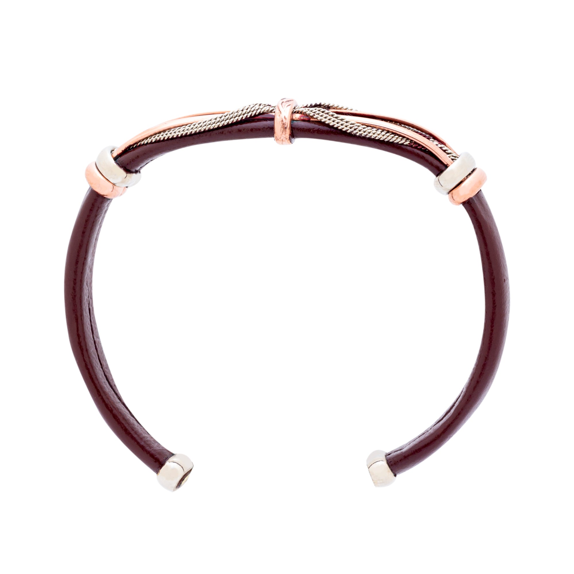 Leather Bracelet BR.ULB.0306 - Brown Leather Cuff Bracelet -Handcrafted by HPSilver, LLC.
