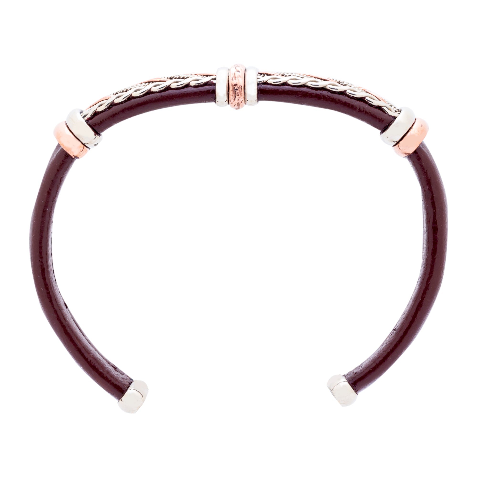 Leather Bracelet BR.ULB.0308 - Brown Leather Cuff Bracelet -Handcrafted by HPSilver, LLC.