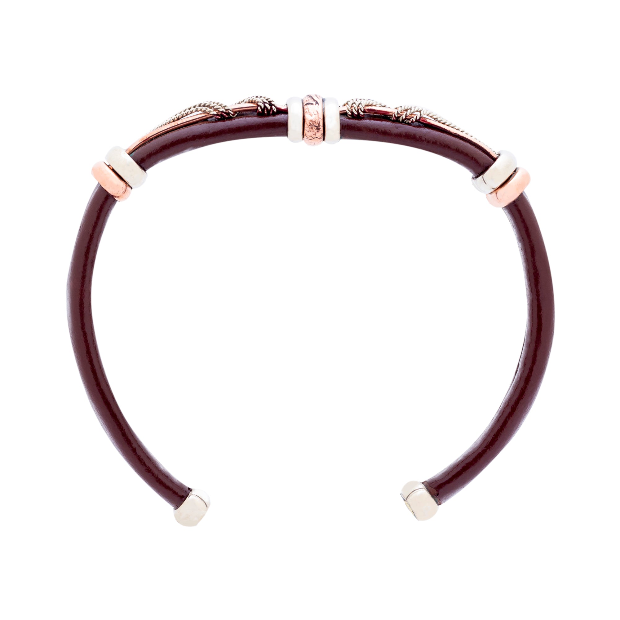 Leather Bracelet BR.ULB.0309 - Brown Leather Cuff Bracelet -Handcrafted by HPSilver, LLC.