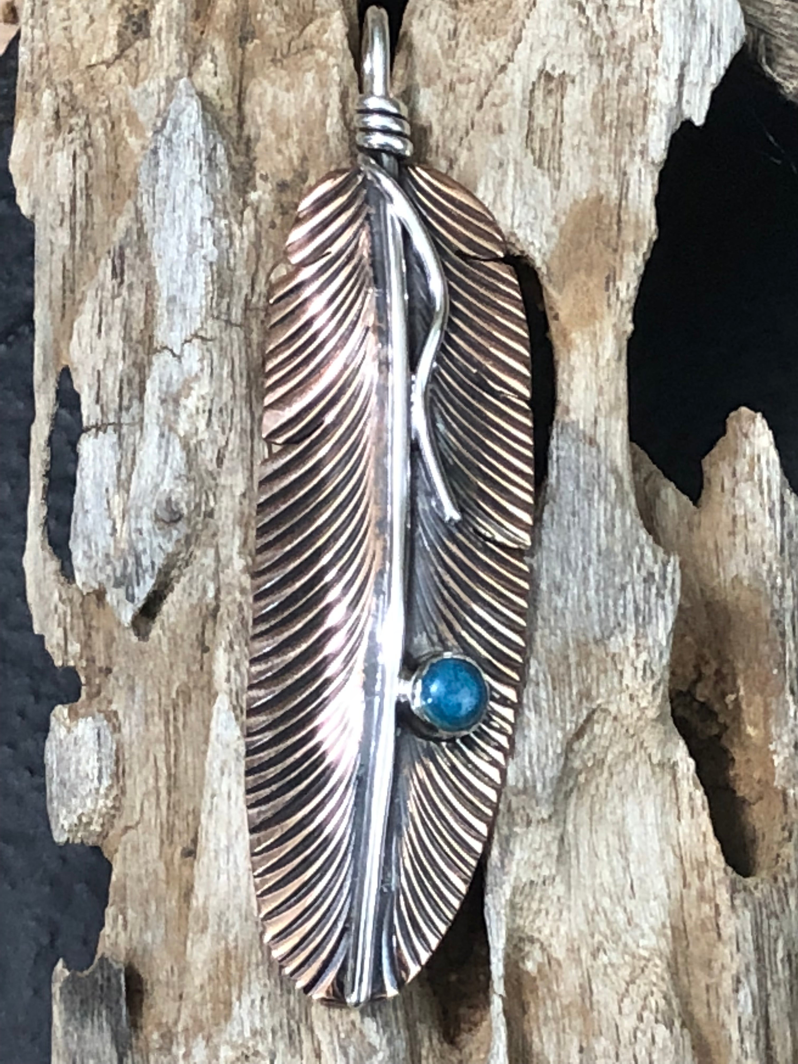 PN.VIC.4001 - Turquoise Pendant, Handcrafted with Copper and Silver