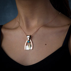 PN.ANG.2160 - Saguaro Mountain Pendant, Sterling Silver and Copper  with Sleeping Beauty Turquoise - PN.ANG.2160