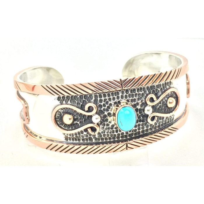 BR.VIC.2004 - Turquoise Cuff Bracelet, Handcrafted with Silver