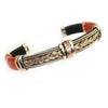 Bracelets Unique Leather Bracelet - HPSilver, Black & Orange with Copper, Adjustable Cuff - 0705
