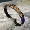 Load image into Gallery viewer, Bracelets Unique Leather Bracelet - HPSilver, Black &amp; Purple with Copper, Adjustable Cuff - 0708