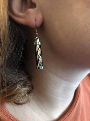 Earrings Leather Earrings - HPSilver, Leather and Copper Dangle Earrings ER.MOS.6002