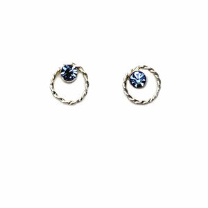 Earrings Sterling Silver Earrings - HPSilver, Sterling Silver with Blue Rhinestone Stud Earrings ER.EMA.1502