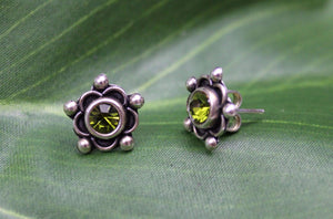 Earrings Sterling Silver Earrings - HPSilver, Sterling Silver with Green CZ Stud Earrings ER.EMA.1513