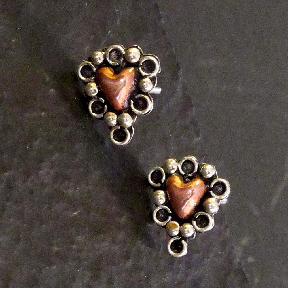 Earrings Warm Copper Hearts - HPSilver, Sterling Silver and Copper Stud Earrings ER.EMA.2003