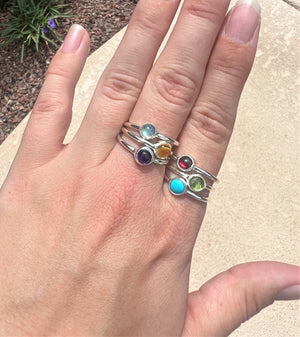 RG.ANT.1005 - Sterling Silver with Peridot, Stack Ring