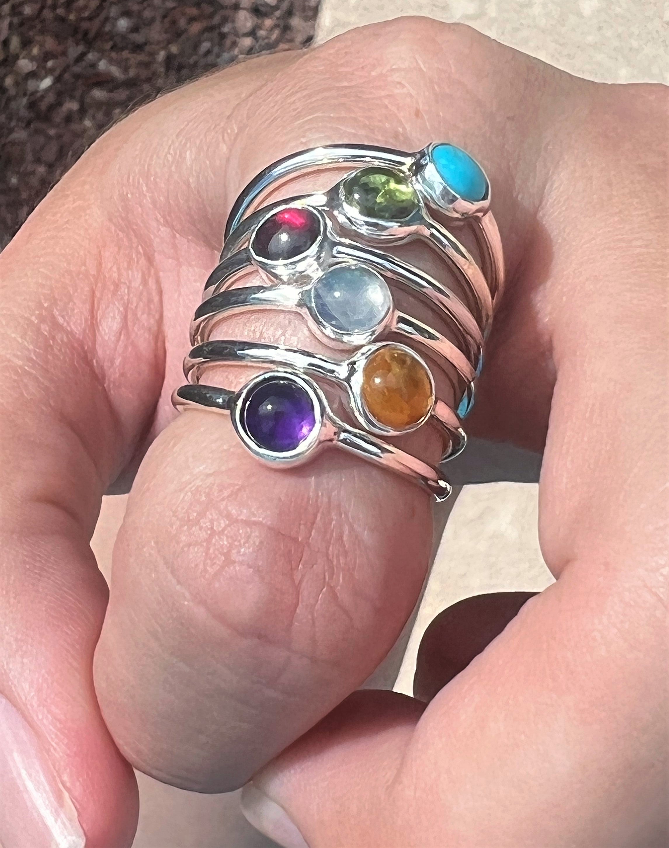 RG.ANT.1001 - Sterling Silver with Amethyst, Stack Ring