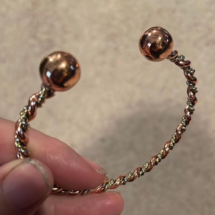 BR.CDB.4010 - Tri-Tone Copper Cuff Bracelet w/ Copper Balls