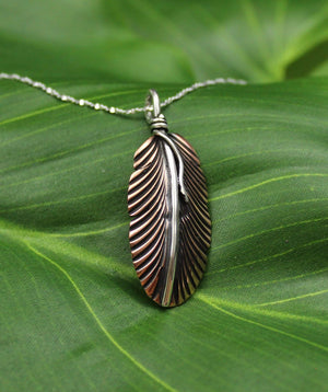 Pendants Copper Pendant - HPSilver, Copper and Sterling Silver Liberty Feather Pendant  PN.VIC.4021