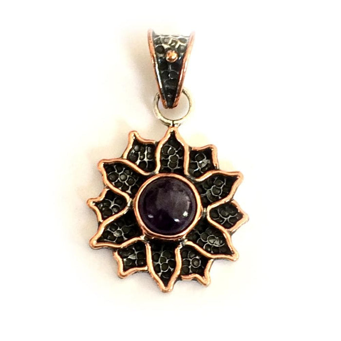 PN.ANG.2110 - Amethyst Pendant, Handcrafted with Silver and Copper - PN.ANG.2110