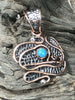Pendants Sterling Silver Pendant- HPSilver, Sterling Silver and Copper with Turquoise Crest Pendant PN.VIC.2064