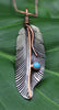 Load image into Gallery viewer, Pendants Sterling Silver Pendant - HPSilver, Sterling Silver and Copper with Turquoise Liberty Feather Pendant  PN.VIC.2056