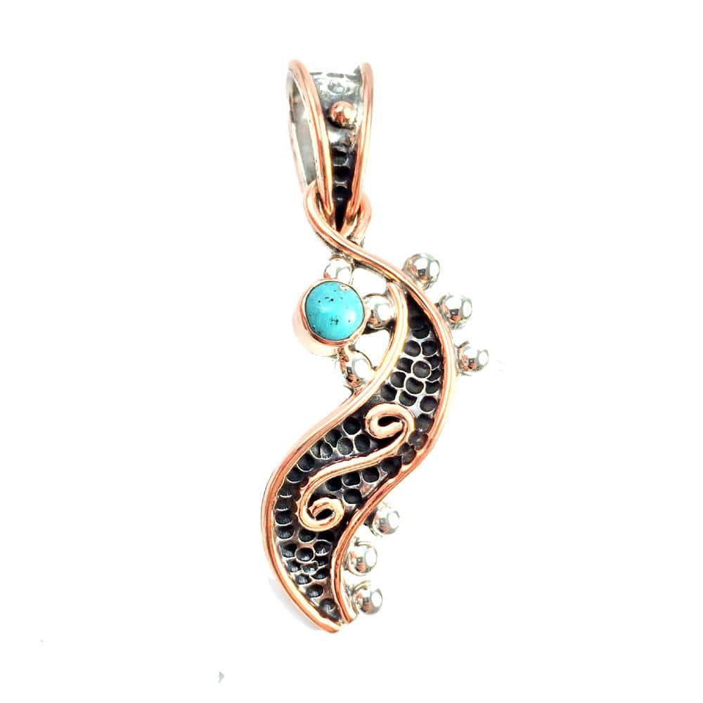 Pendants Sterling Silver Pendant- HPSilver, Sterling Silver and Copper with Turquoise Royal Scepter Pendant PN.VIC.2112