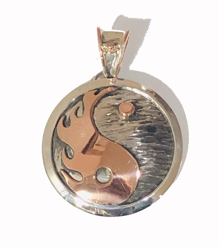 PN.ANG.2130 - Copper Flame Yin Yang Pendant, Sterling Silver and Copper - PN.ANG.2130