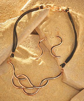 ST.ANG.4001 - River Necklace and Earrings in Copper and Suede